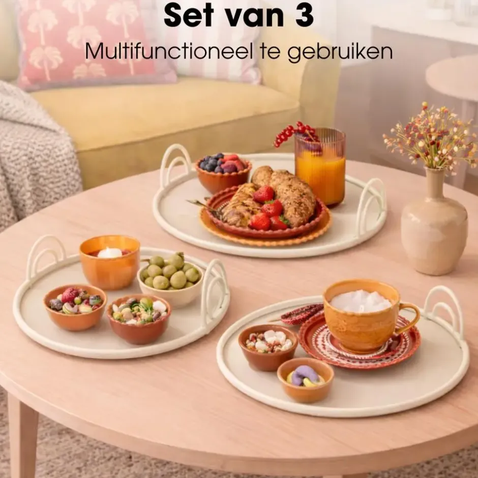 Mica Decorations Dienblad - Set van 3 - Offwhite