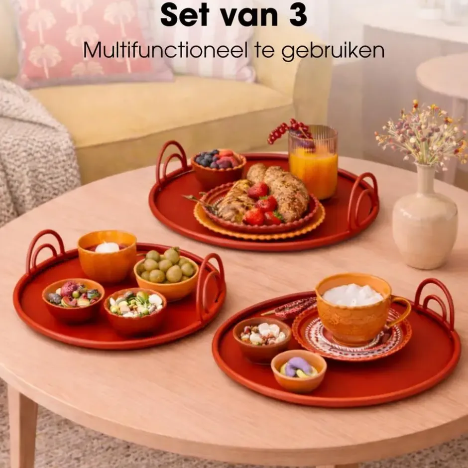 Mica Decorations Dienblad - Set van 3 - Rood