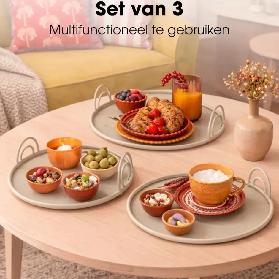 Mica Decorations Dienblad - Set van 3 - Beige