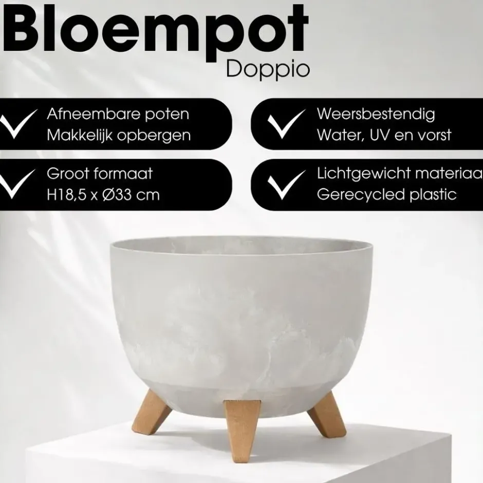 Mica Decorations Doppio Plantenbak 18,5 x Ø33 cm Grijs
