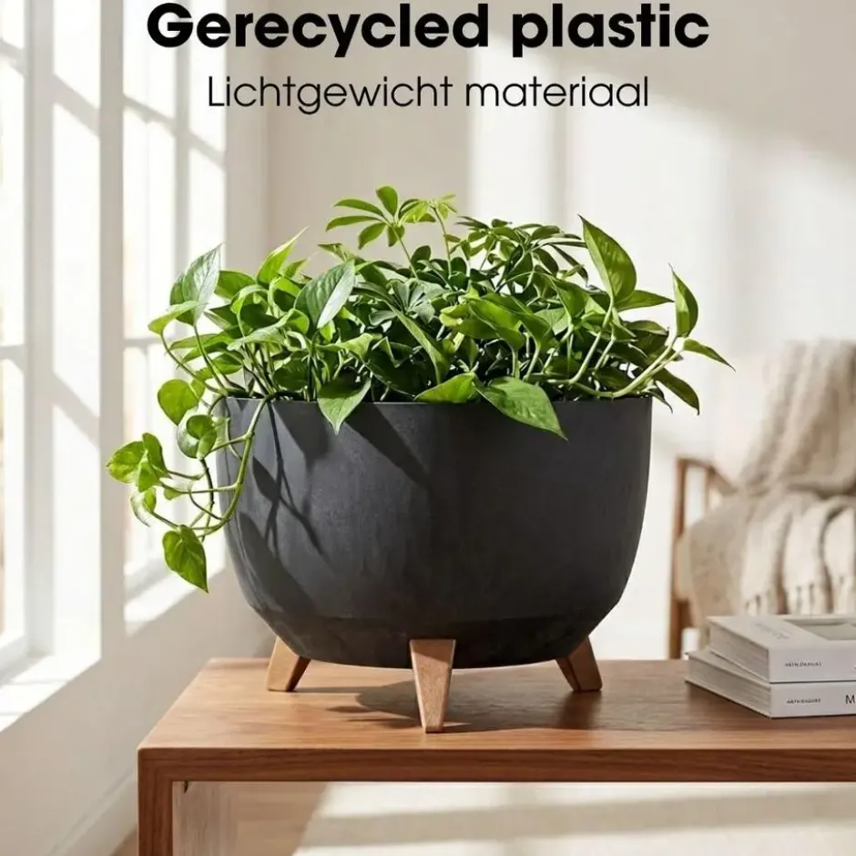 Mica Decorations Doppio Plantenbak 20,5 x Ø40 cm Zwart