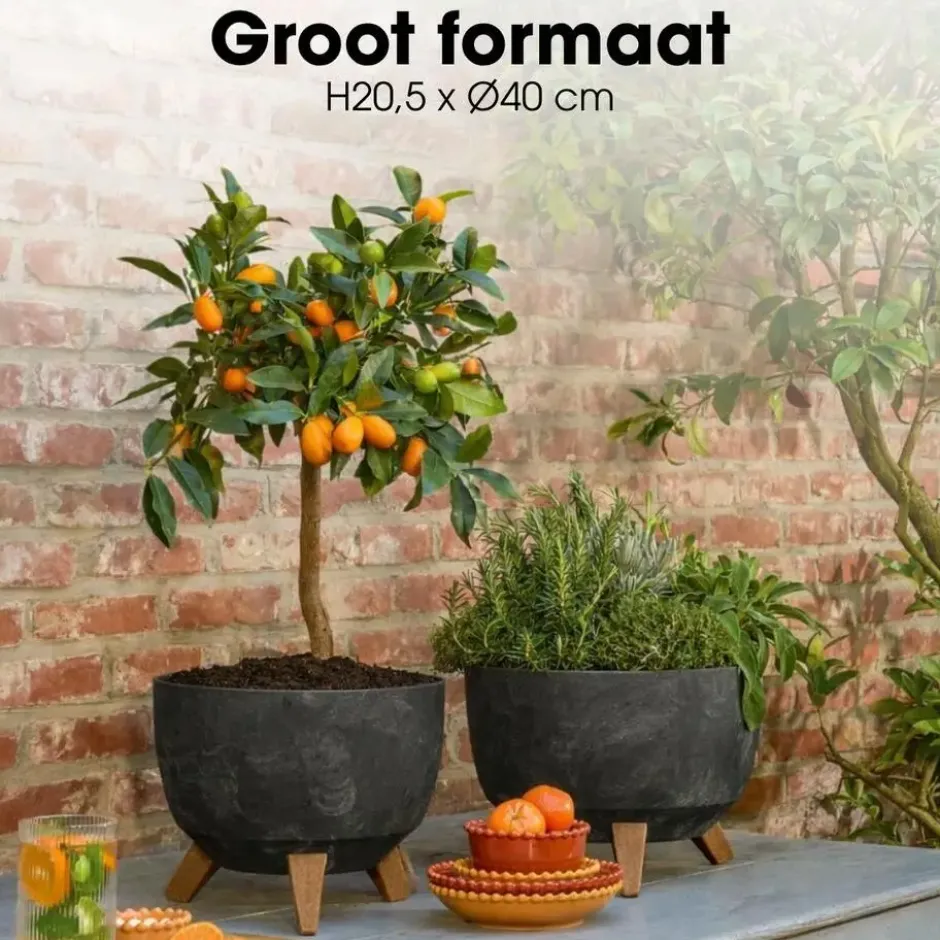 Mica Decorations Doppio Plantenbak 20,5 x Ø40 cm Zwart