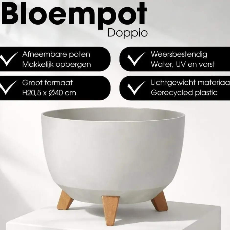 Mica Decorations Doppio Plantenbak 20,5 x Ø40 cm Grijs