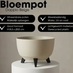 Mica Decorations Doppio Plantenbak 18,5 x Ø33 cm Beige