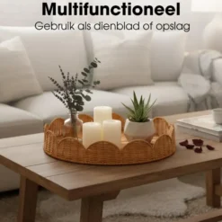 Mica Decorations Eleta Rond Dienblad - Set van 2 - Rotan