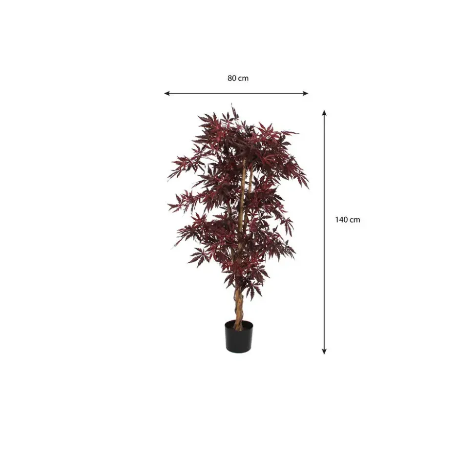 Mica Decorations Esdoorn kunstplant - H140 x Ø80 cm - rood