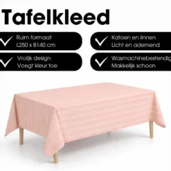 Mica Decorations Evie Gestreept Tafelkleed voor Eettafel