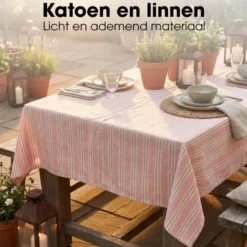 Mica Decorations Evie Gestreept Tafelkleed voor Eettafel