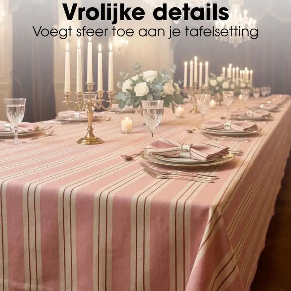 Mica Decorations Evie Gestreept Tafelkleed voor Eettafel