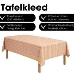 Mica Decorations Imke Gestreept Tafelkleed voor Eettafel