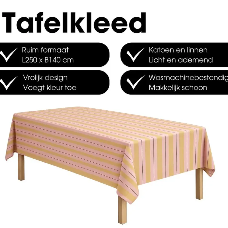 Mica Decorations Imke Gestreept Tafelkleed voor Eettafel