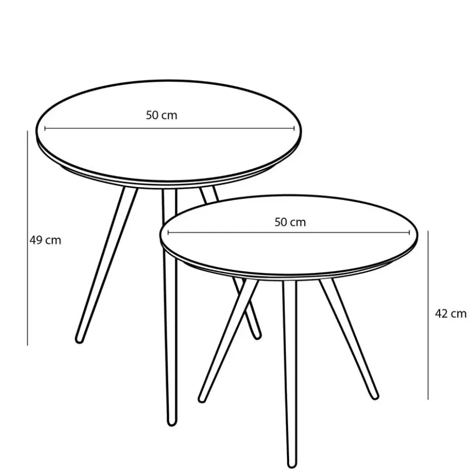 Mica Decorations Jailey Bijzettafel - Set van 2 - H49 x Ø50 cm