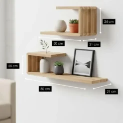 Mica Decorations Josha Wandplank Zwevend Set 80 x 21 x 20 cm