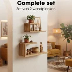 Mica Decorations Josha Wandplank Zwevend Set 80 x 21 x 20 cm