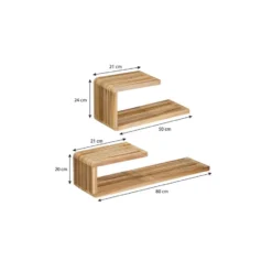 Mica Decorations Josha Wandplank Zwevend Set 80 x 21 x 20 cm