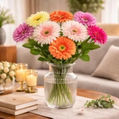 Mica Decorations Kunstbloem Gerbera Floral - H60 cm - roze