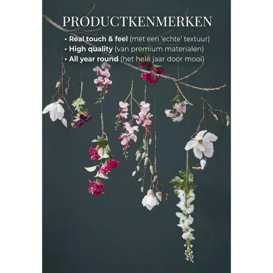 Mica Decorations Kunstbloem Orchidee tak - wit - 75 cm