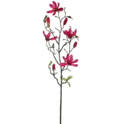 Mica Decorations Kunstbloem - magnolio beverboom - donkerroze - 80 cm
