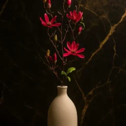 Mica Decorations Kunstbloem - magnolio beverboom - donkerroze - 80 cm