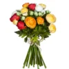 Mica Decorations Kunstbloem - boeket - ranonkel - oranje en wit