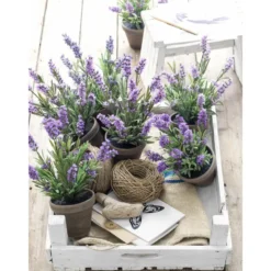 Mica Decorations Kunstplant - lavendel - paars - in pot - 20 x 33 cm
