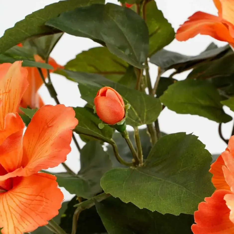 Mica Decorations Kunstplant - hibiscus - oranje - 30 x 40 cm