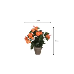 Mica Decorations Kunstplant - hibiscus - oranje - 30 x 40 cm