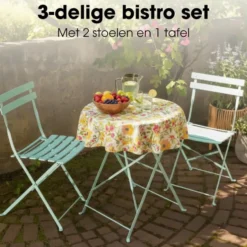 Mica Decorations Laurence Bistro Set - Set of 3 - Metaal - Lichtgroen