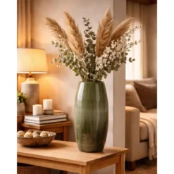 Mica Decorations Lester Vaas - H50 x Ø30 cm - Terracotta - Groen