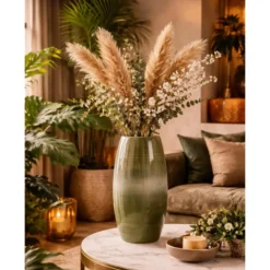 Mica Decorations Lester Vaas - H50 x Ø30 cm - Terracotta - Groen