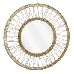 Mica Decorations Ludy Wandspiegel - H5 x Ø70 cm - Jute - Lichtbruin