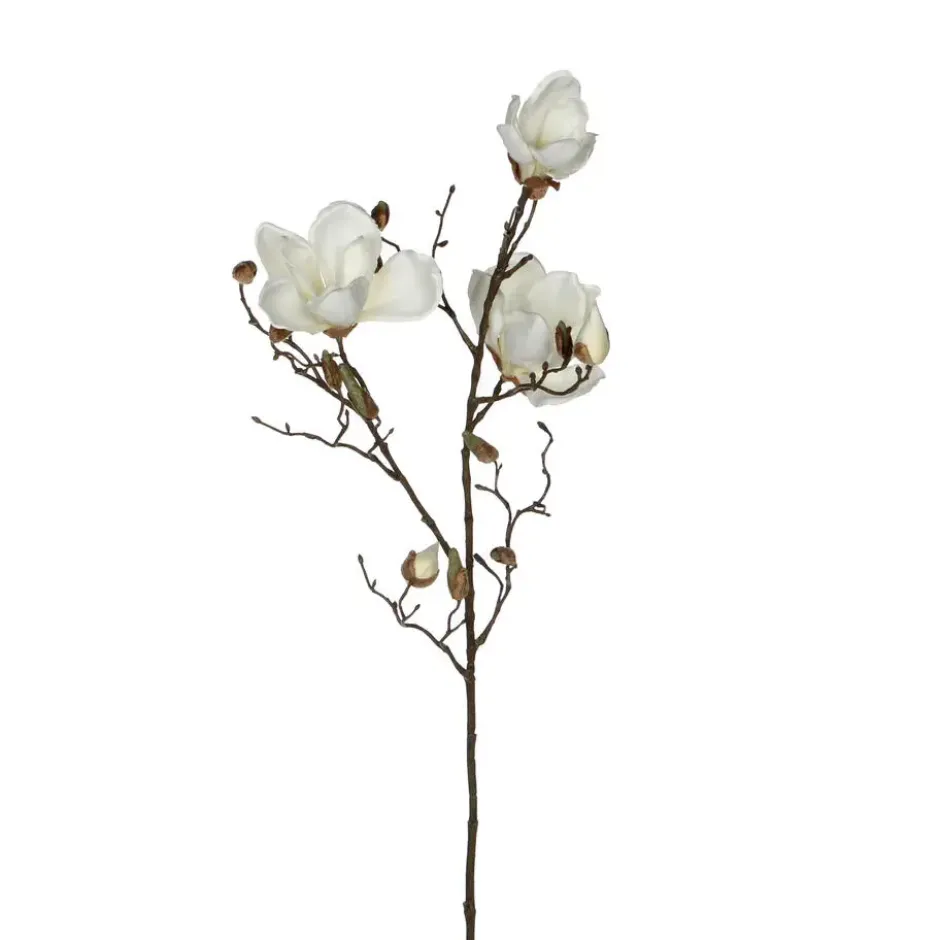 Mica Decorations Magnolia Kunstbloem - H88 cm - Wit
