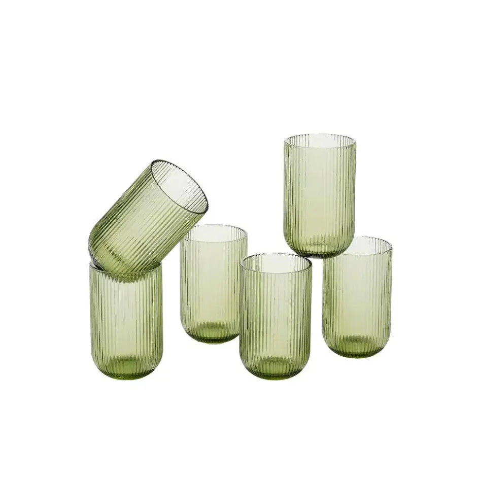 Mica Decorations Merlot Drinkglas - Set van 6 - 400 ml - Lichtgroen
