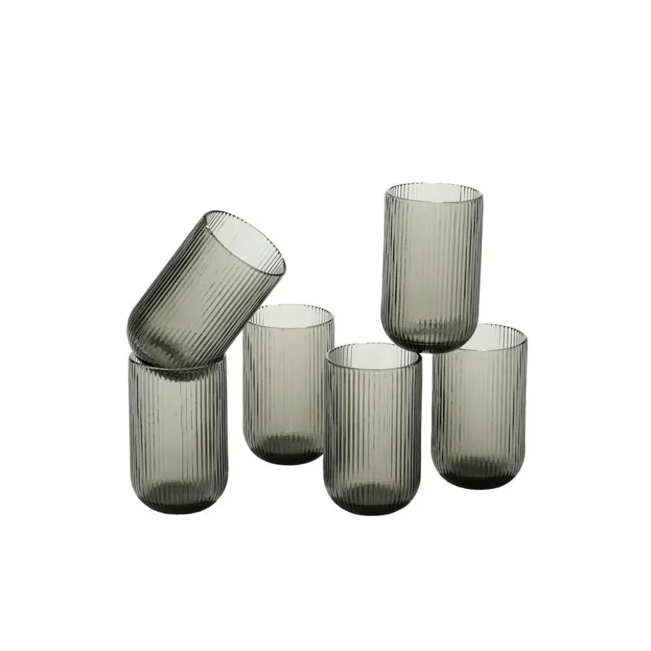 Mica Decorations Merlot Drinkglas - Set van 6 - 400 ml - Grijs