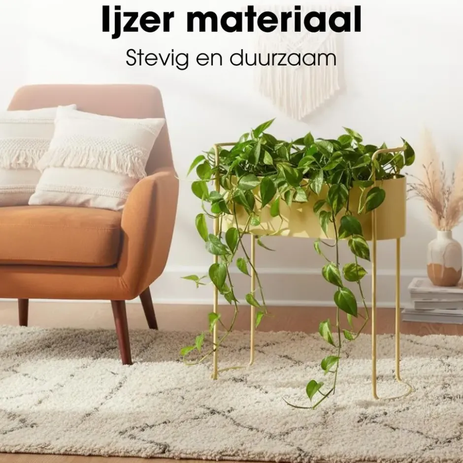 Mica Decorations Moritz Plantenstandaard -55x24x65cm - Beige