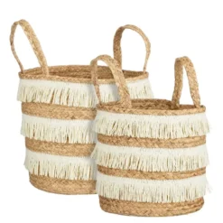 Mica Decorations Opbergmand - Set van 2 - H30 x Ø32 cm - Bruin