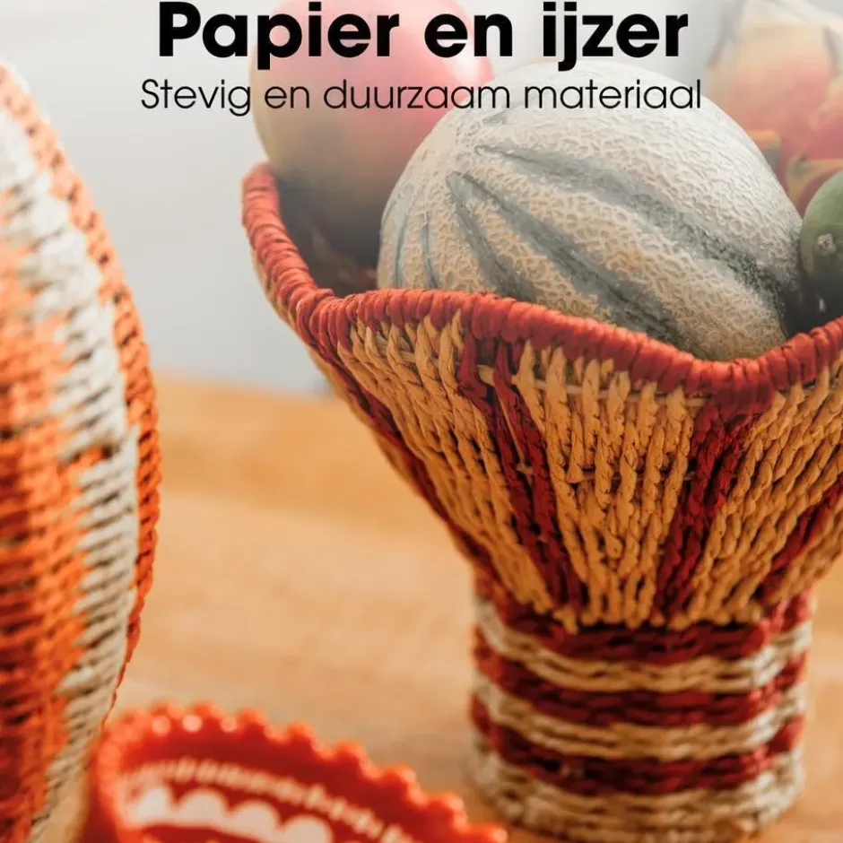 Mica Decorations Opbergmand met Handvatten - Bruin, Zwart