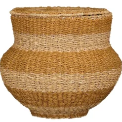 Mica Decorations Opbergmand met Deksel - H48 x Ø55 cm - Jute - Geel