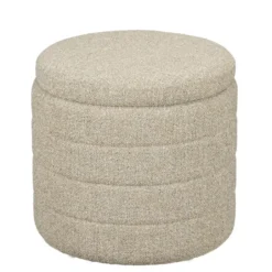 Mica Decorations Opberg poef beige FSC 100% - h40,5xd42cm