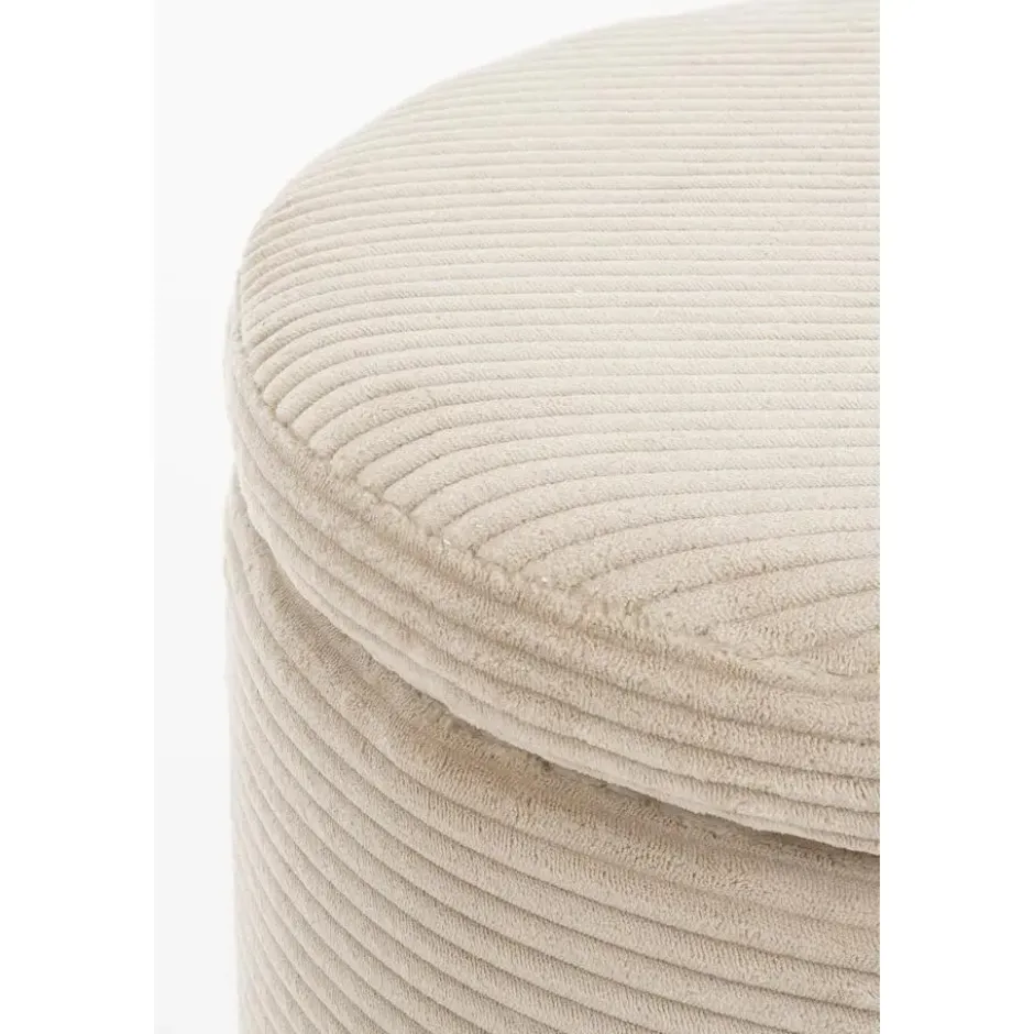 Mica Decorations Opberg poef off white - h40,5xd42cm