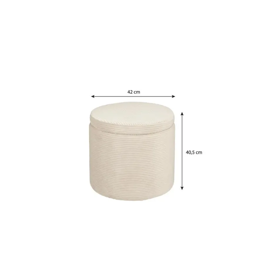 Mica Decorations Opberg poef off white - h40,5xd42cm