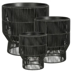 Mica Decorations Peta Bloempot – Set van 3 – Zwart