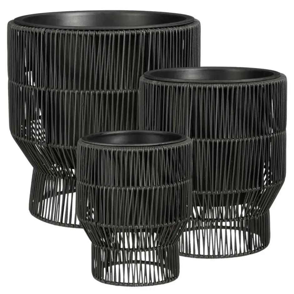 Mica Decorations Peta Bloempot – Set van 3 – Zwart