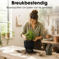 Mica Decorations Peta Bloempot – Set van 3 – Zwart