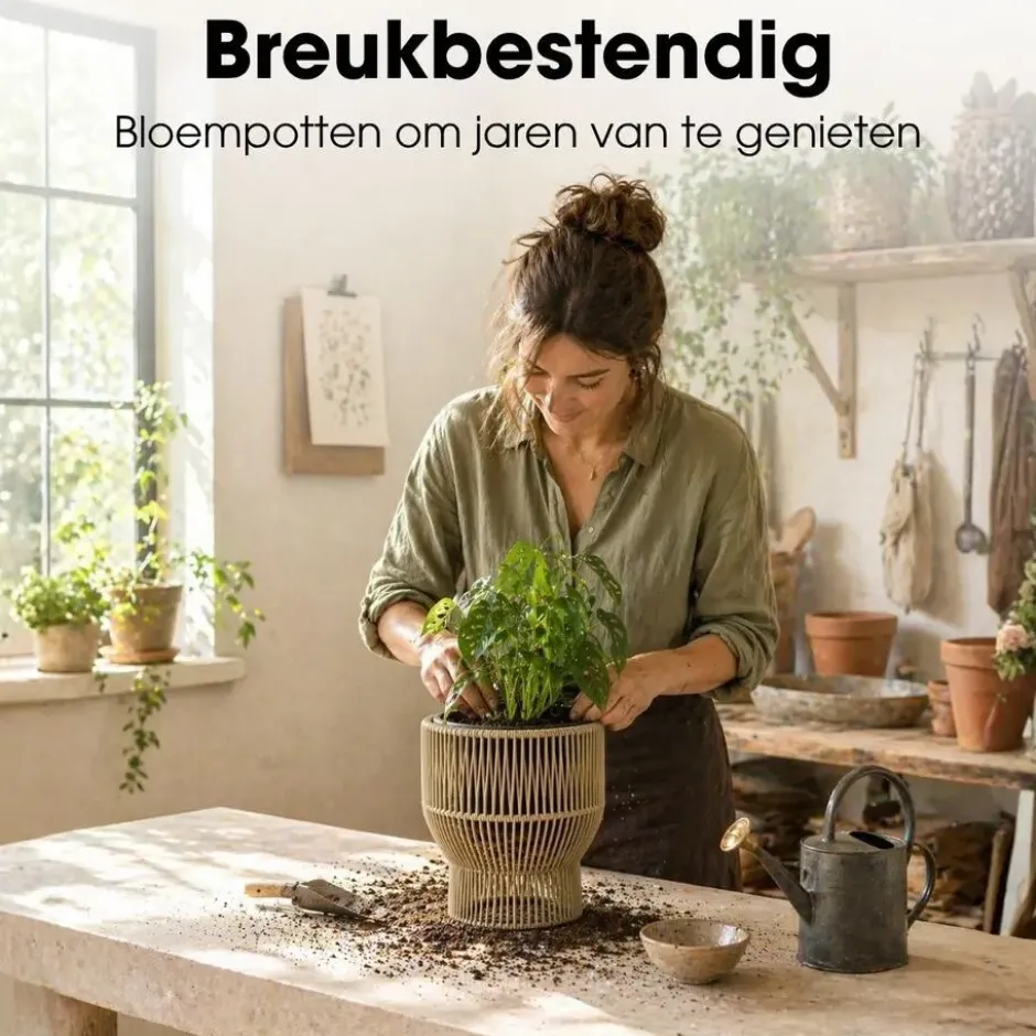 Mica Decorations Peta Bloempot – Set van 3 – Groen