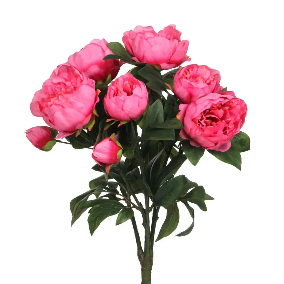 Mica Decorations Pioenroos Kunstbloemen Boeket - H55 cm - Donkerroze