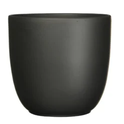 Mica Decorations Planten/bloempot Tusca - Zwart - D22/H20 cm