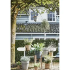 Mica Decorations Plantenmand - rotan - naturel met bruin - 20 cm