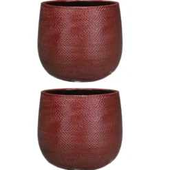 Mica Decorations Plantenpot - rood - keramiek - 19x21 cm