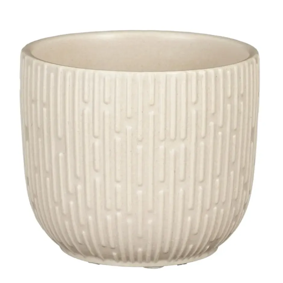 Mica Decorations Plantenpot - keramiek - mat wit - D11/H9 cm